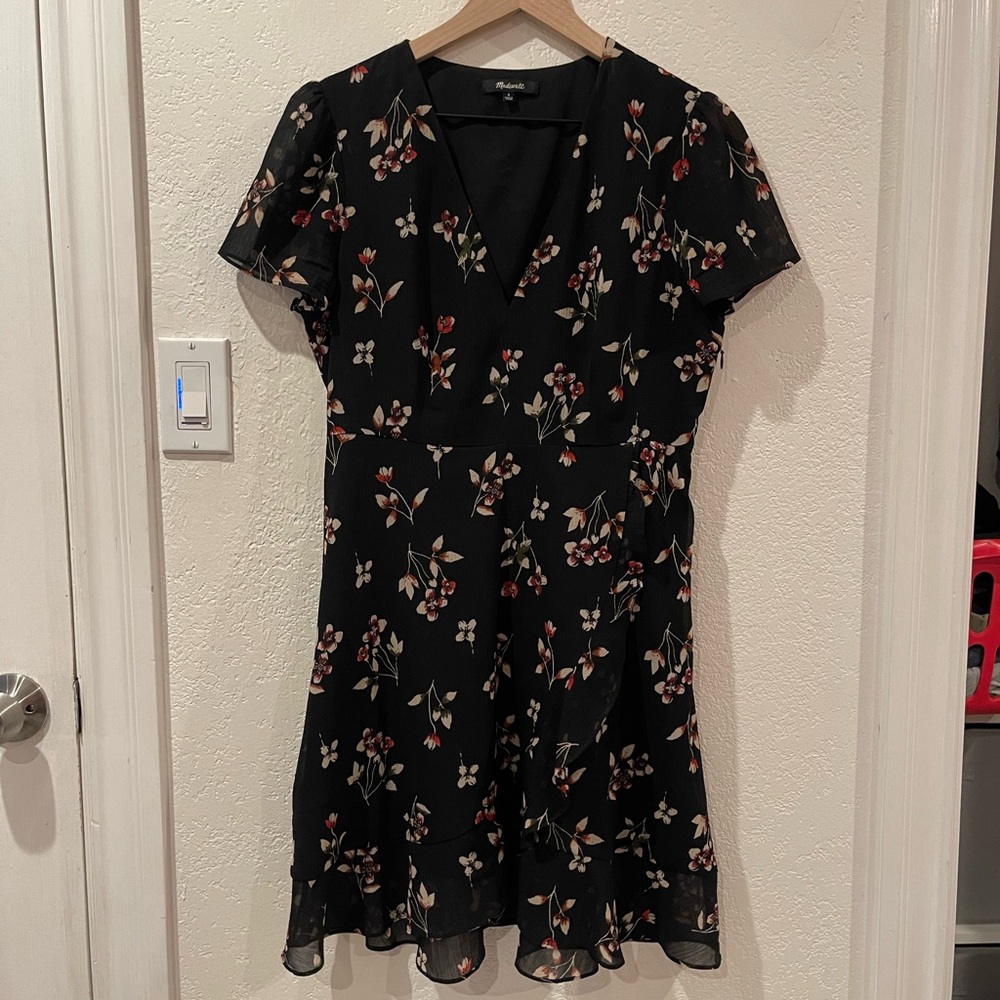 Madewell Black Floral Dress